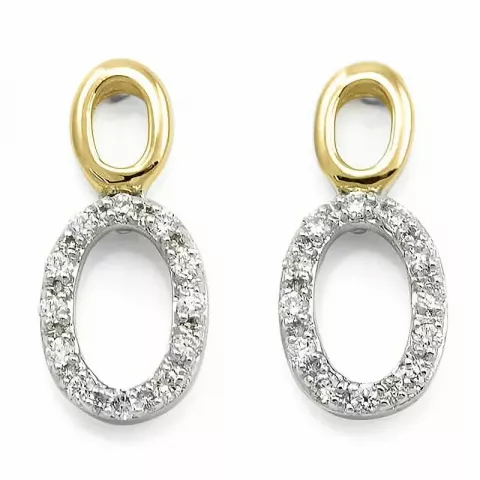 ovala diamant örhängen i 14 karat guld och vitguld med diamant 
