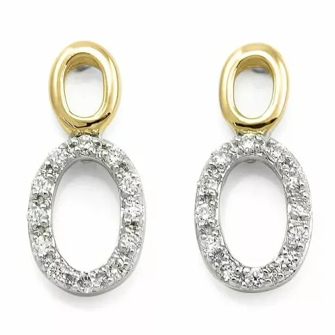 ovala diamant örhängen i 14 karat guld och vitguld med diamant