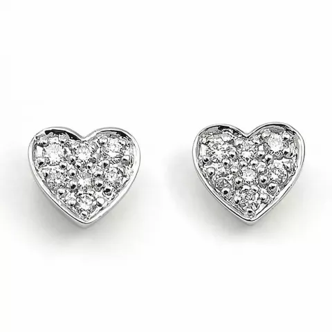 Hjärta diamant örhängestift i 14 karat vitguld med diamanter 