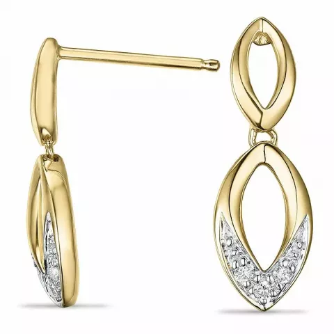 ovala diamant örhängen i 14 karat guld och vitguld med diamant 