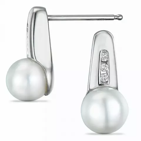Pärla diamantörhängen i 14 karat vitguld med diamanter 