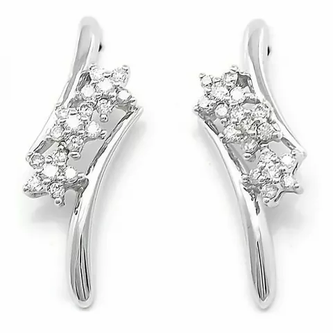Blommor diamant örhängen i 14 karat vitguld med diamanter 