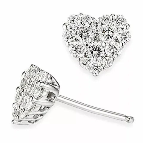 hjärta diamant örhängestift i 14 karat vitguld med diamant