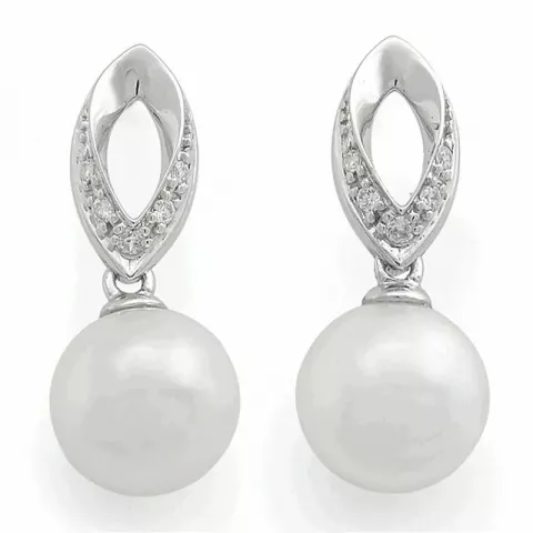 Pärla diamantörhängen i 14 karat vitguld med diamanter 