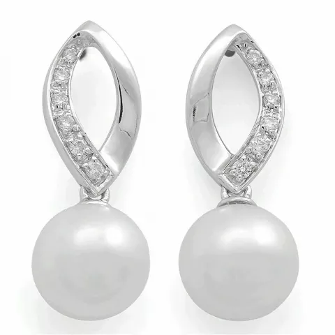 pärla diamantörhängen i 14 karat vitguld med diamant 