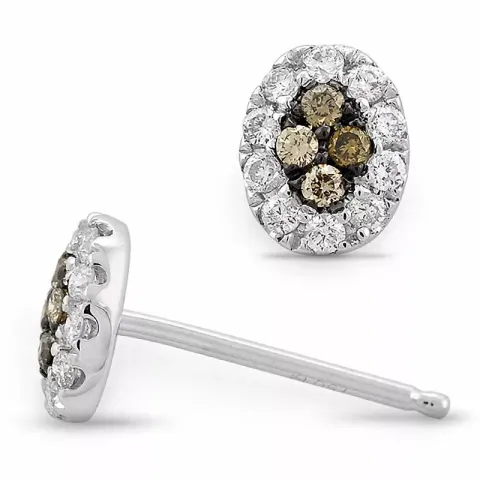 ovala diamantörhängen i 14 karat vitguld med diamant och diamant 