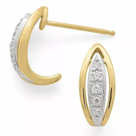 ovala diamant örhängen i 14 karat guld och vitguld med diamant