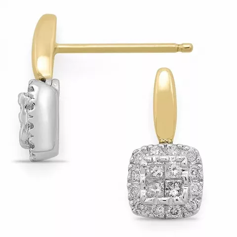 fyrkantigt diamantörhängen i 14 karat guld och vitguld med diamant och diamant 