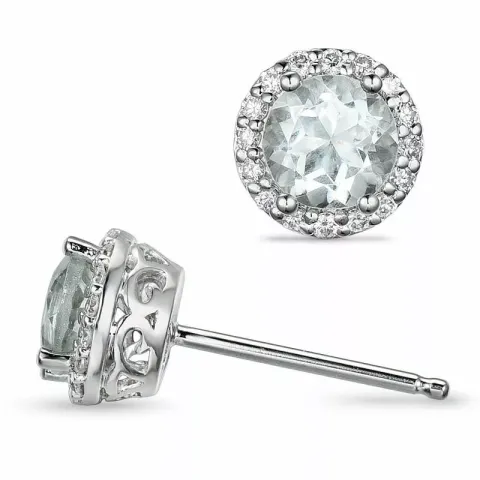 runda gröna ametist diamantörhängen i 14 karat vitguld med diamant och ametist