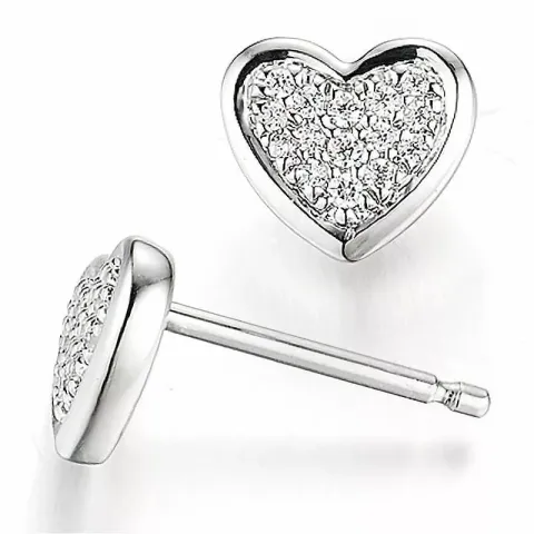 Hjärta diamant örhängestift i 14 karat vitguld med diamanter