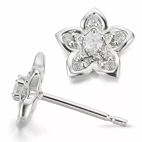 Blommor diamant örhängestift i 14 karat vitguld med diamanter