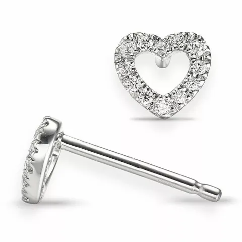 Hjärta diamant örhängestift i 14 karat vitguld med diamanter