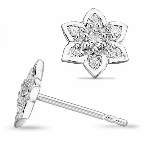 Blommor diamant örhängen i 14 karat vitguld med diamanter och diamanter 