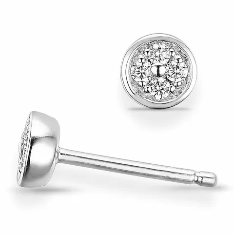 runda diamant örhängen i 14 karat vitguld med diamant 