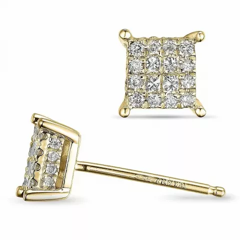 fyrkantigt diamantörhängen i 14 karat guld med diamant och diamant 