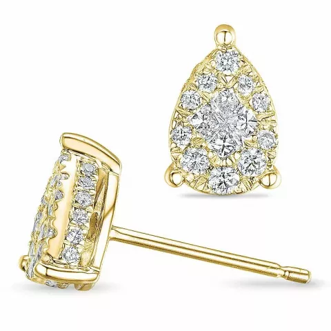 droppe diamantörhängen i 14 karat guld med diamant och diamant 