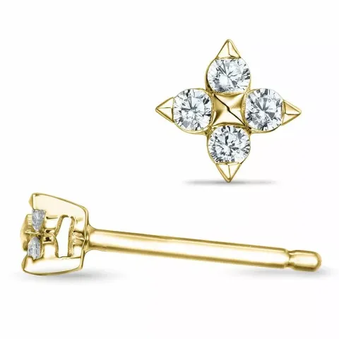 blommor diamantörhängen i 14 karat guld med diamant
