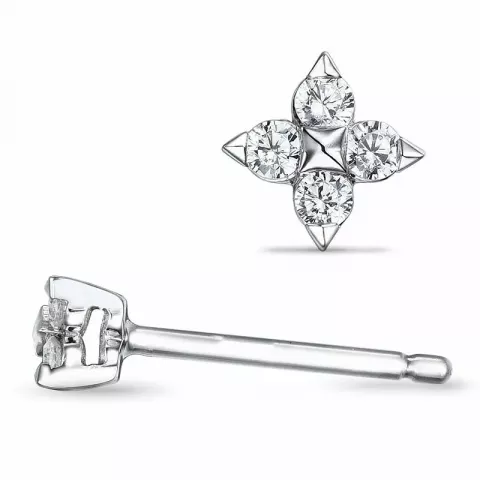 blommor diamantörhängen i 14 karat vitguld med diamant 