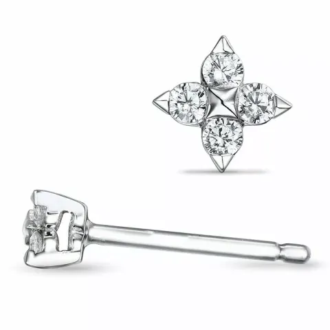 blommor diamantörhängen i 14 karat vitguld med diamant