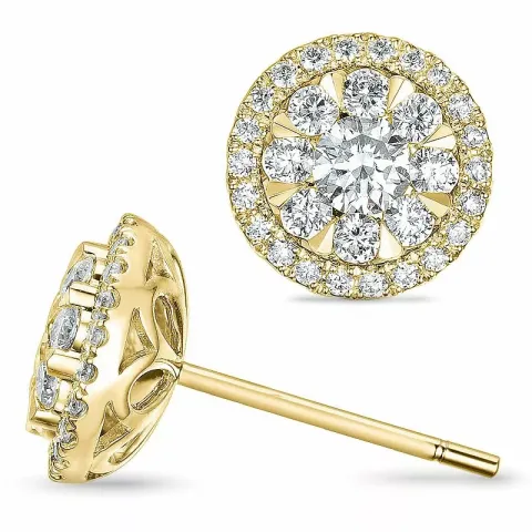 runda diamantörhängen i 14 karat guld med diamant och diamant