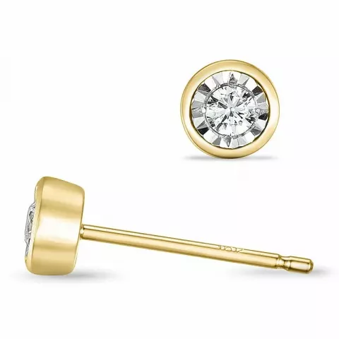 runda diamant solitäreörhängestift i 14 karat guld och vitguld med diamant 