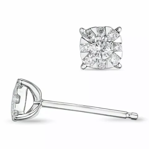 runda diamant örhängestift i 14 karat vitguld med diamant och diamant