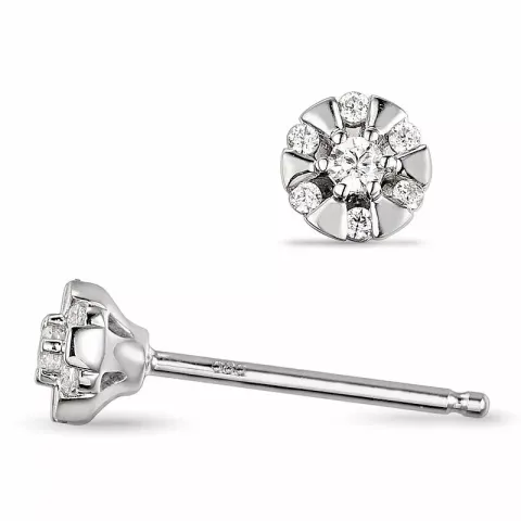 runda diamant örhängestift i 14 karat vitguld med diamant