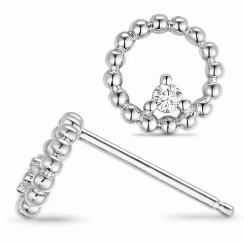 runda diamant örhängestift i 14 karat vitguld med diamant