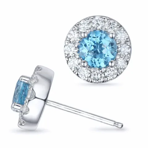 runda topas diamantörhängen i 14 karat vitguld med topas och diamant