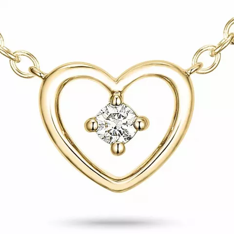 42 cm hjärta diamantberlocker med halskedja i 14  carat guld 0,05 ct