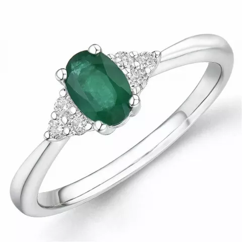 oval smaragd diamantring i 14  karat vitguld 0,47 ct 0,10 ct