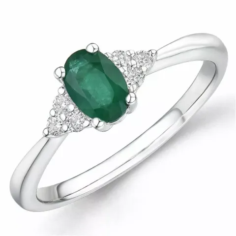 oval smaragd diamantring i 14 karat vitguld 0,47 ct 0,10 ct
