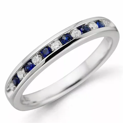 Safir briljantring i 14  karat vitguld 0,17 ct 0,14 ct