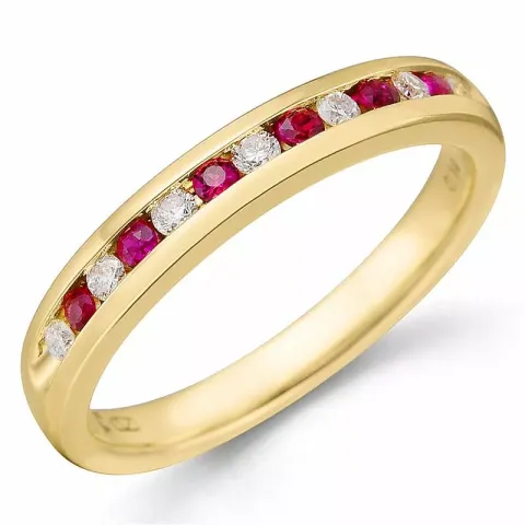 Rubin diamantring i 14  karat guld 0,17 ct 0,14 ct