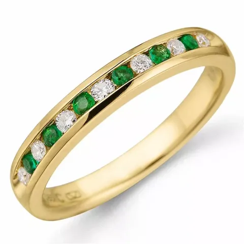 Smaragd diamantring i 14  karat guld 0,14 ct 0,14 ct