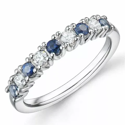 Safir diamantring i 14 karat vitguld 0,45 ct 0,24 ct
