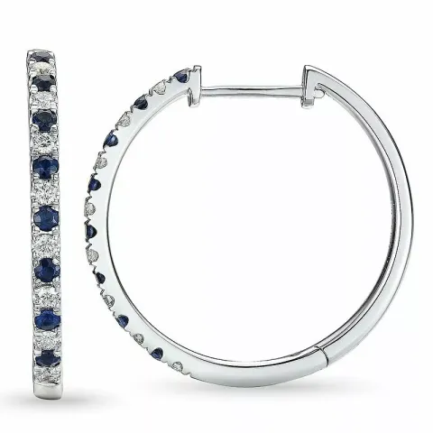 21 mm safir creol i 14 karat vitguld med safir och diamant