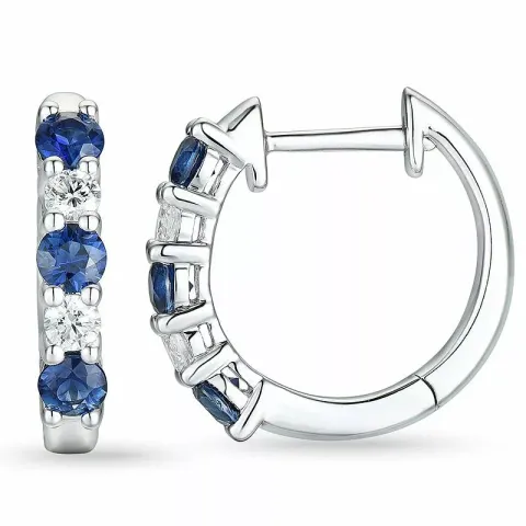 15 mm safir creol i 14 karat vitguld med safir och diamant