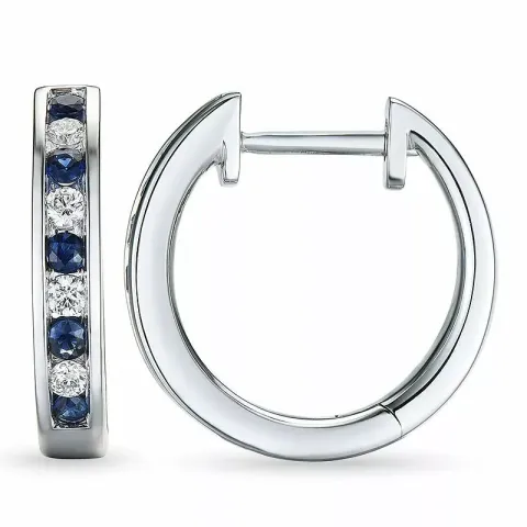 15 mm safir creol i 14 karat vitguld med safir och diamant 