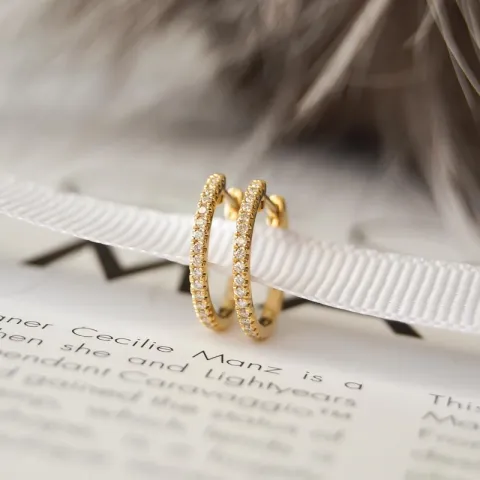 16 mm diamant creol i 14 karat guld med diamant