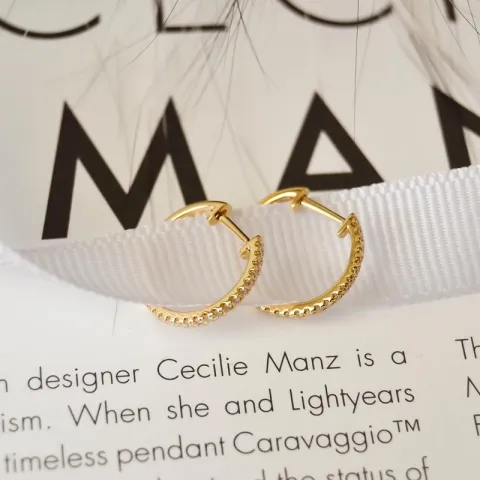 16 mm diamant creol i 14 karat guld med diamant