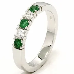 kraftfull smaragd alliancring i 14 karat vitguld 2 x 0,10 ct 0,36 ct