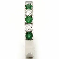 kraftfull smaragd alliancring i 14 karat vitguld 2 x 0,10 ct 0,36 ct