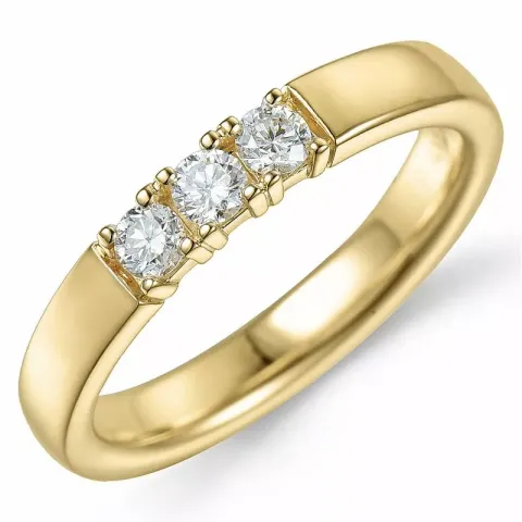 kraftfull alliancring i 14 karat guld 3 x 0,10 ct