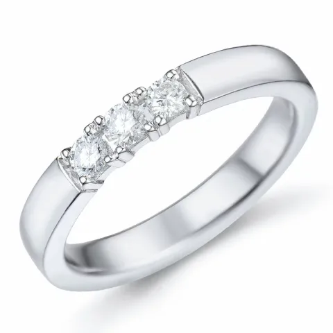 alliancring i 14 karat vitguld 3 x 0,10 ct