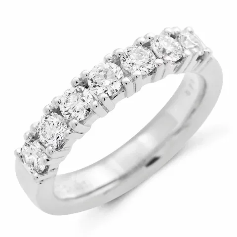 alliancring i 14 karat vitguld 7 x 0,10 ct