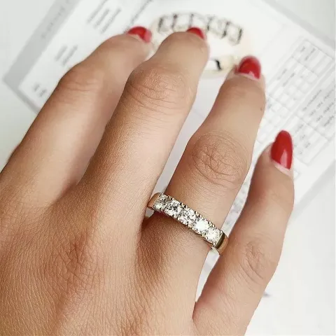 diamant alliancring i 14  karat guld 5 x 0,20 ct