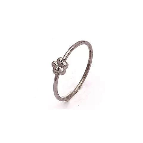 Simple rings blomma ring i svart rhodinerat silver