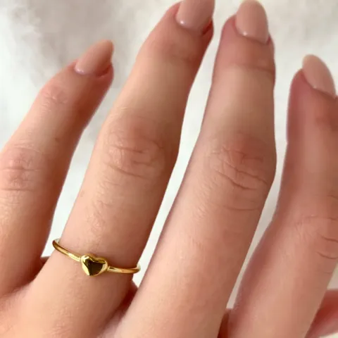 Smal Simple Rings hjärta ring i förgyllt silver