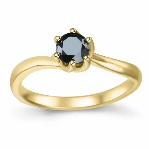 elegant sort diamant solitärring i 9 karat guld 0,52 ct